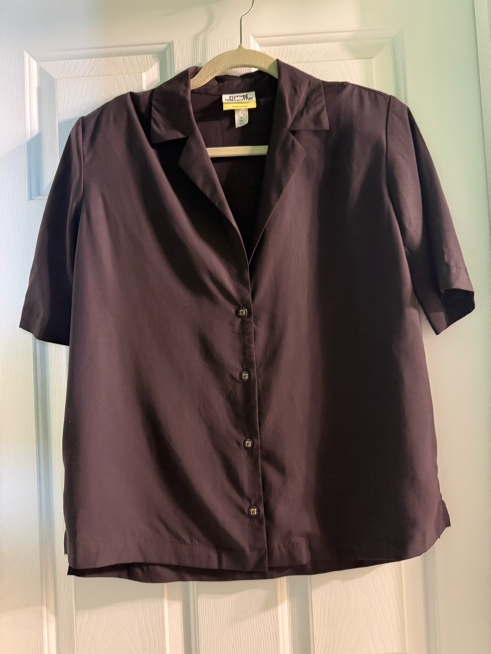 Future Collective Short-Sleeve Button Down Blouse